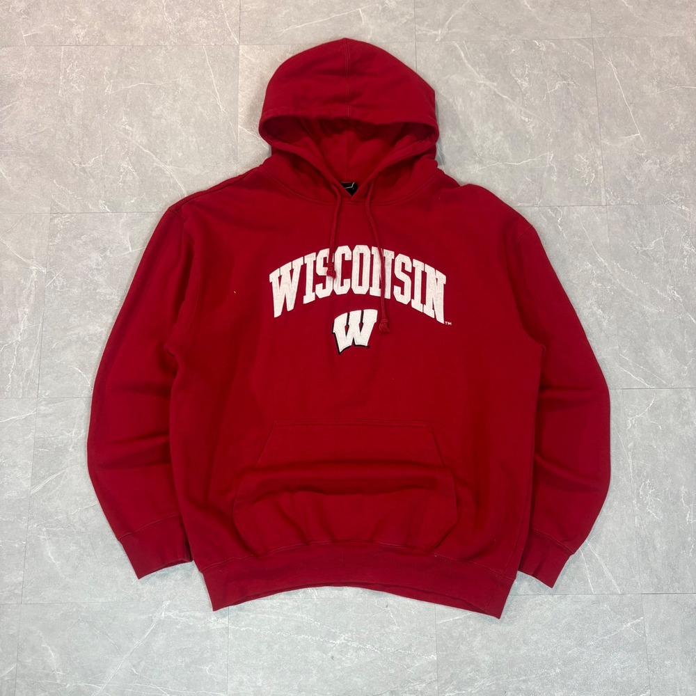 Genuine Stuff Wisconsin Badgers Hoodie Mens Large Red NCAA Sweatshirt 2550
